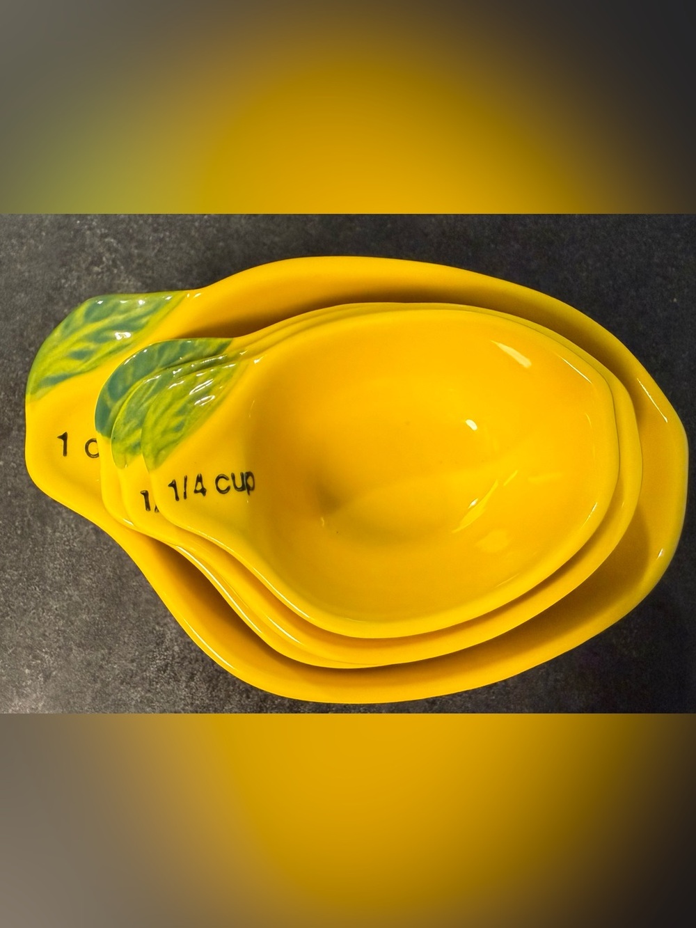 Paper Source Lemon Yellow nested Ceramic Measuring cup set